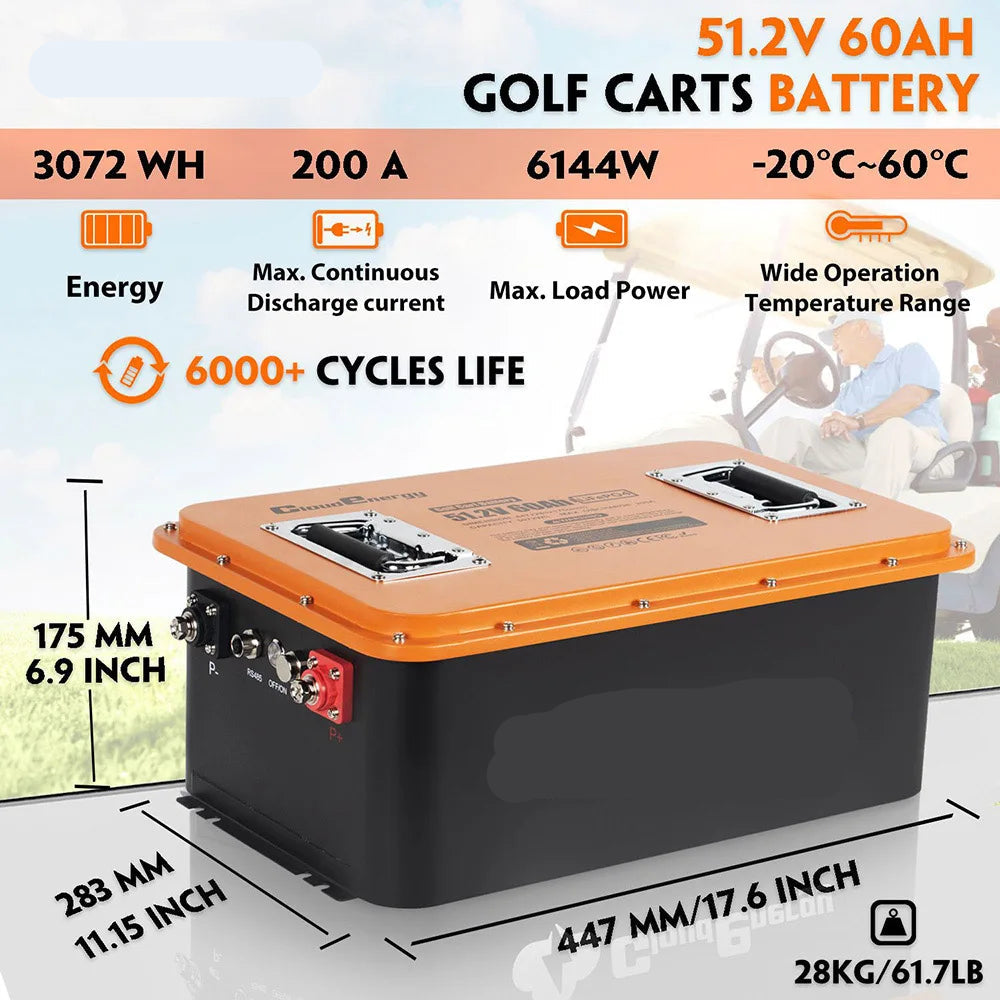 48V 60Ah LiFePO4 Accu – Golfwagen Accu – Elektrische Voertuig Accu – Lithium Batterij – Elektrische Boot Accu – 6000+ Cyclus Levensduur – Bluetooth BMS Met Display