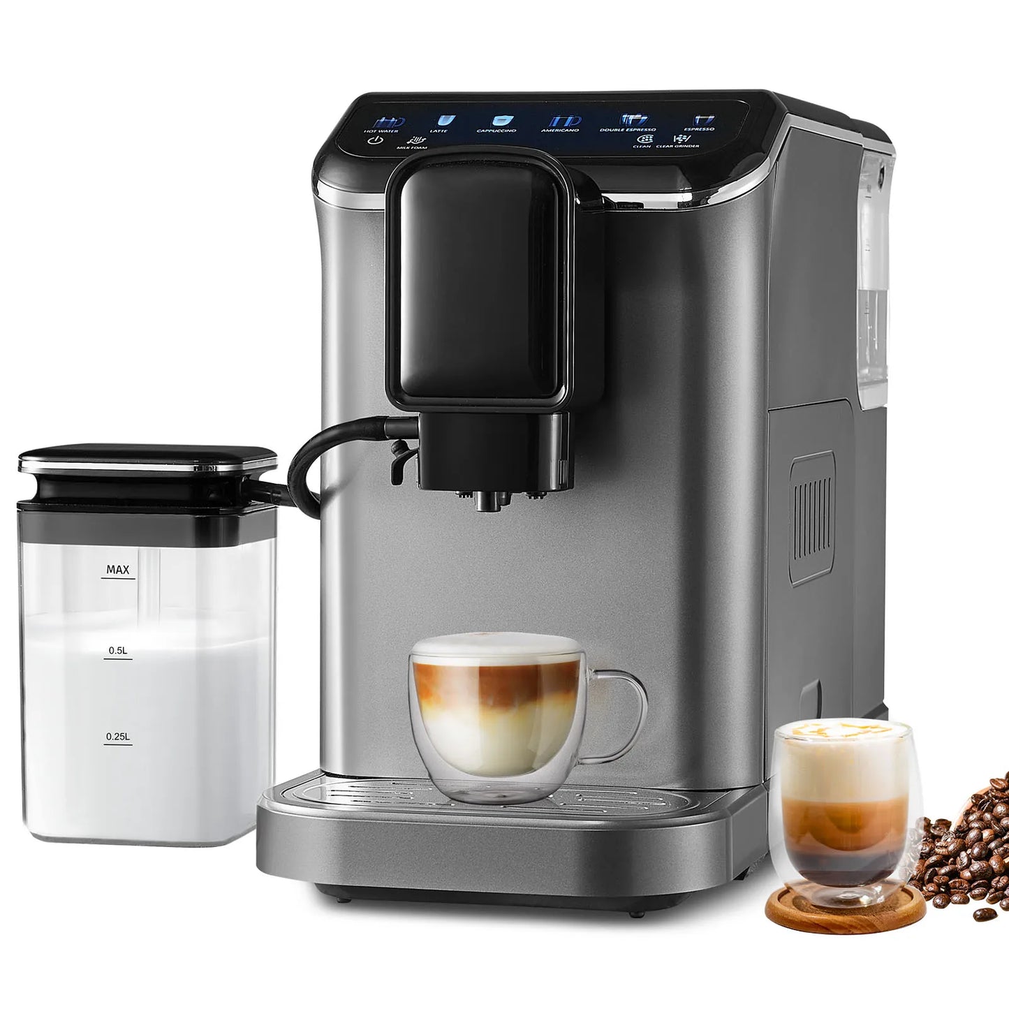 Volledig Automatische Espressomachine – Koffiemachine – Espressoapparaat – Melkopschuimer – Barista Machine – 20 Bar Druk – 15 Maalinstellingen