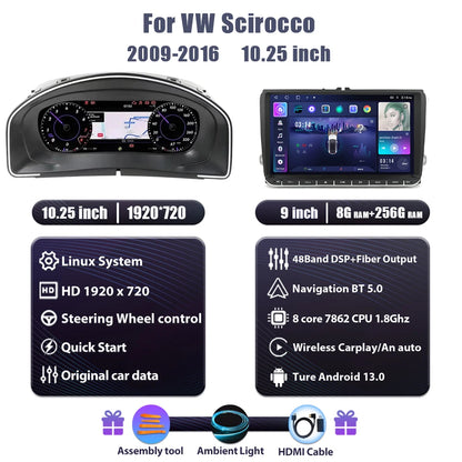 Digitaal Dashboard – LCD Cluster – Instrumentenpaneel – Multimedia Scherm – Android Display – 10,25 Inch HD IPS – Snelle Opstarttijd
