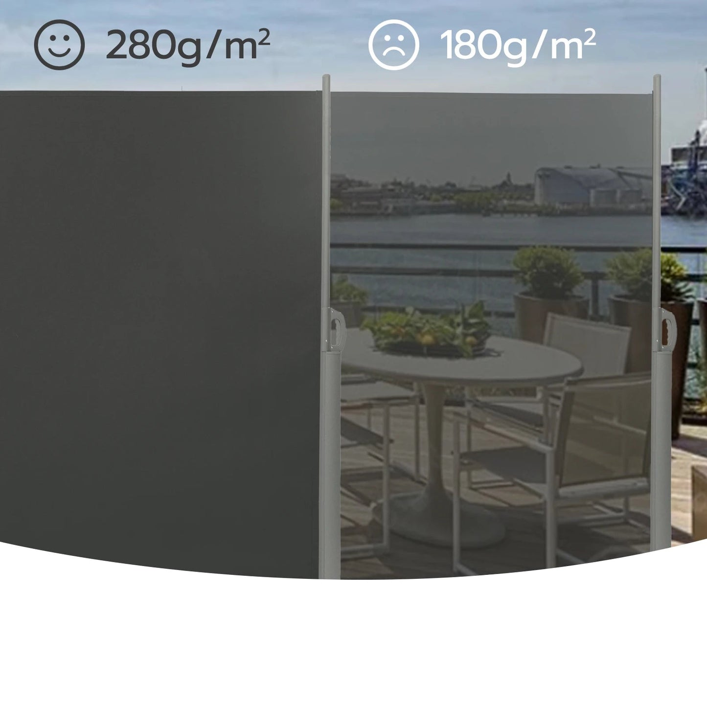 Windscherm - Tuinscherm - Zijluifel - Opvouwbare Windschermen - 200 x 300 cm - Volledig Aluminium Frame – Waterdicht - UV 30+ Bescherming – Privacy Scherm voor Buiten - Donkergrijs