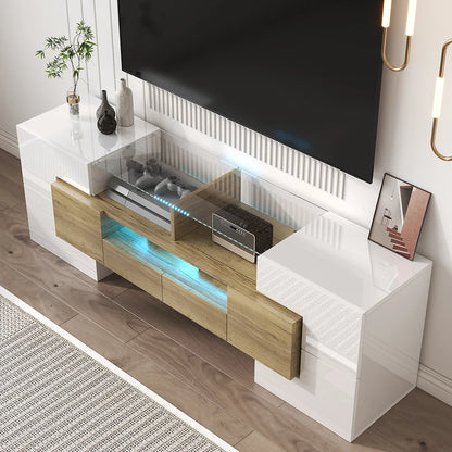 TV-kast – TV-meubel – TV-standaard – Mediameubel – Woonkamermeubel – Hoogglans Wit – LED-verlichting – Veel Opbergruimte – Duurzaam Houten Materiaal - QUORE