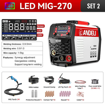 Lasapparaat – Lasmachine – Mig Lasser – Elektrode Lasser – Tig Lasser – 6-in-1 Multifunctioneel – 200 Ampère Lasstroom
