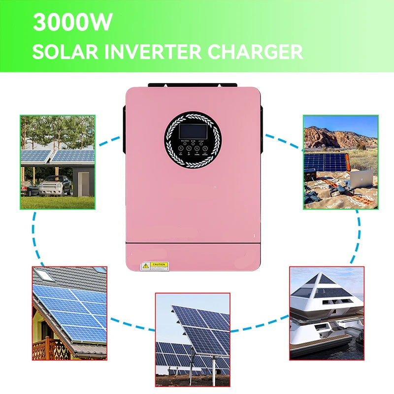 Hybride Zonne-Omvormer – Solar Omvormer – Zonnepaneel Omvormer – Batterijlader – 3000W Uitgang – 24V Systeemspanning