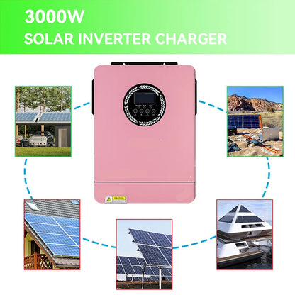 Hybride Zonne-Omvormer – Solar Omvormer – Zonnepaneel Omvormer – Batterijlader – 3000W Uitgang – 24V Systeemspanning