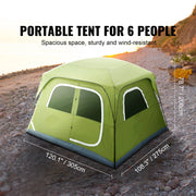 Kampeertent - Tent - Kampeertent 6 Personen - Waterdicht - Buitentent - UV -Bescherming - 7x7x4ft - Snelle Opzet - Inclusief Draagtas