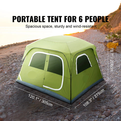 Kampeertent - Tent - Kampeertent 6 Personen - Waterdicht - Buitentent - UV -Bescherming - 7x7x4ft - Snelle Opzet - Inclusief Draagtas