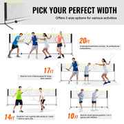 Badmintonnet - Badmintonnet outdoor - Tennisnet - Badminton - 20 voet breed - Verstelbaar - Set - Palenstandaard