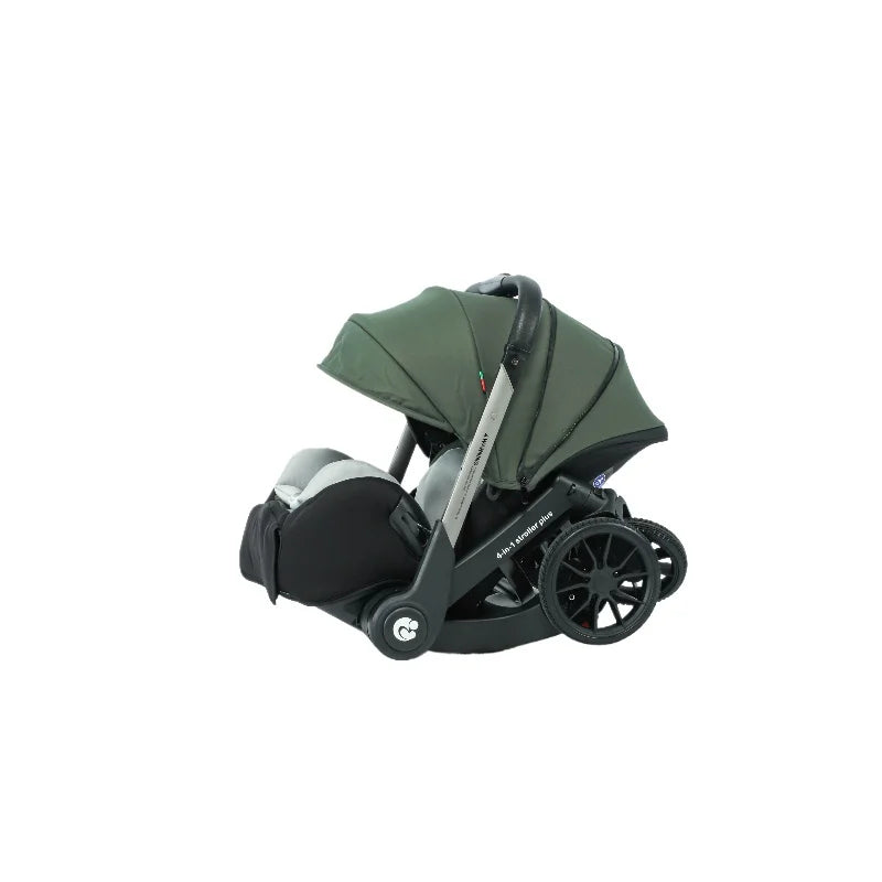 Kinderwagen – Wandelwagen - Babywagen – Inklapbaar - Opvouwbare - Lichtgewicht - Comfortabel - Veilig – Schokabsorptie - met Afneembare Mand - 4 in 1 - Zwart - QUORE