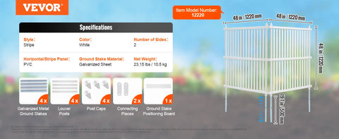 Outdoor Privacy Fence - Privacy Scherm - Privacy Fence Screening - Air Conditioner Fence - Enclosure - 48x48in - 2sides Stripe- Perfect om prullenbak en AC units te omheinen.