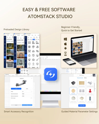 Atomstack P1 Mini Portable Laser Engraver 5W DIY Bluetooth Machine Painted Dog Tag Paper Leather Wooden Stone Logo CNC Machine - QUORE