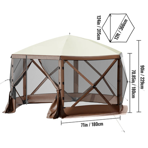 Camping - Party Tent - Camping Gazebo - Tent - Awning - Camping Awning - 12 x 12 ft - Sun Protection Tents &amp; Awnings Camping &amp; Hiking