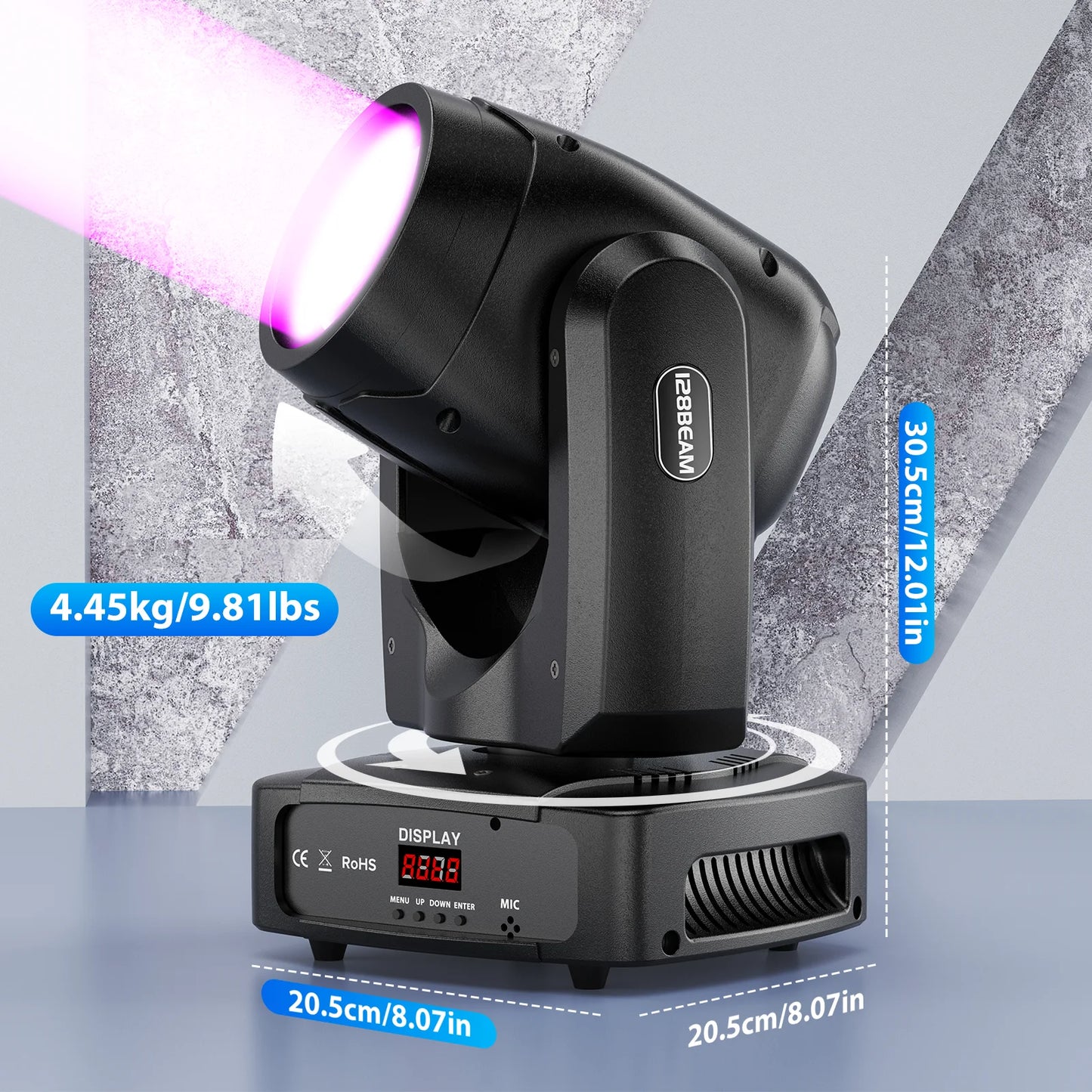 200W LED Moving Head – Verlichting – Lichtshow – Podiumlamp – DJ Lamp – Set van 4 Met Flight Case – DMX512 Controle – 7+1 Kleuren & Gobo’s