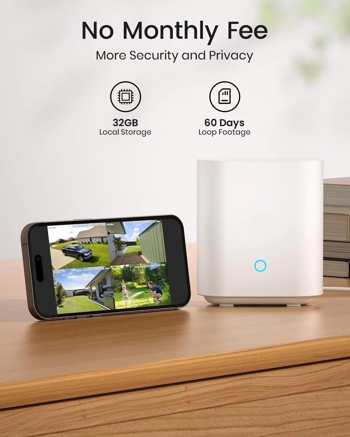 Beveiligingscamera - 5MP - Camerabewaking - Draadloos - voor Buiten - 4 Stuks - met Zonnepaneel - Nachtzicht - Humanoïde detectie - Tweerichtingsaudio - 4CH - NVR Recorder - Wit