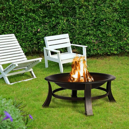 Vuurschaal - Vuurkorf - Multifunctioneel - met Vonkenvanger - Grillrooster - Mesh-schermafdekking - Voor verwarmen - BBQ - Buiten Koken - Rond - 76 x 76 x 30 cm - Zwart