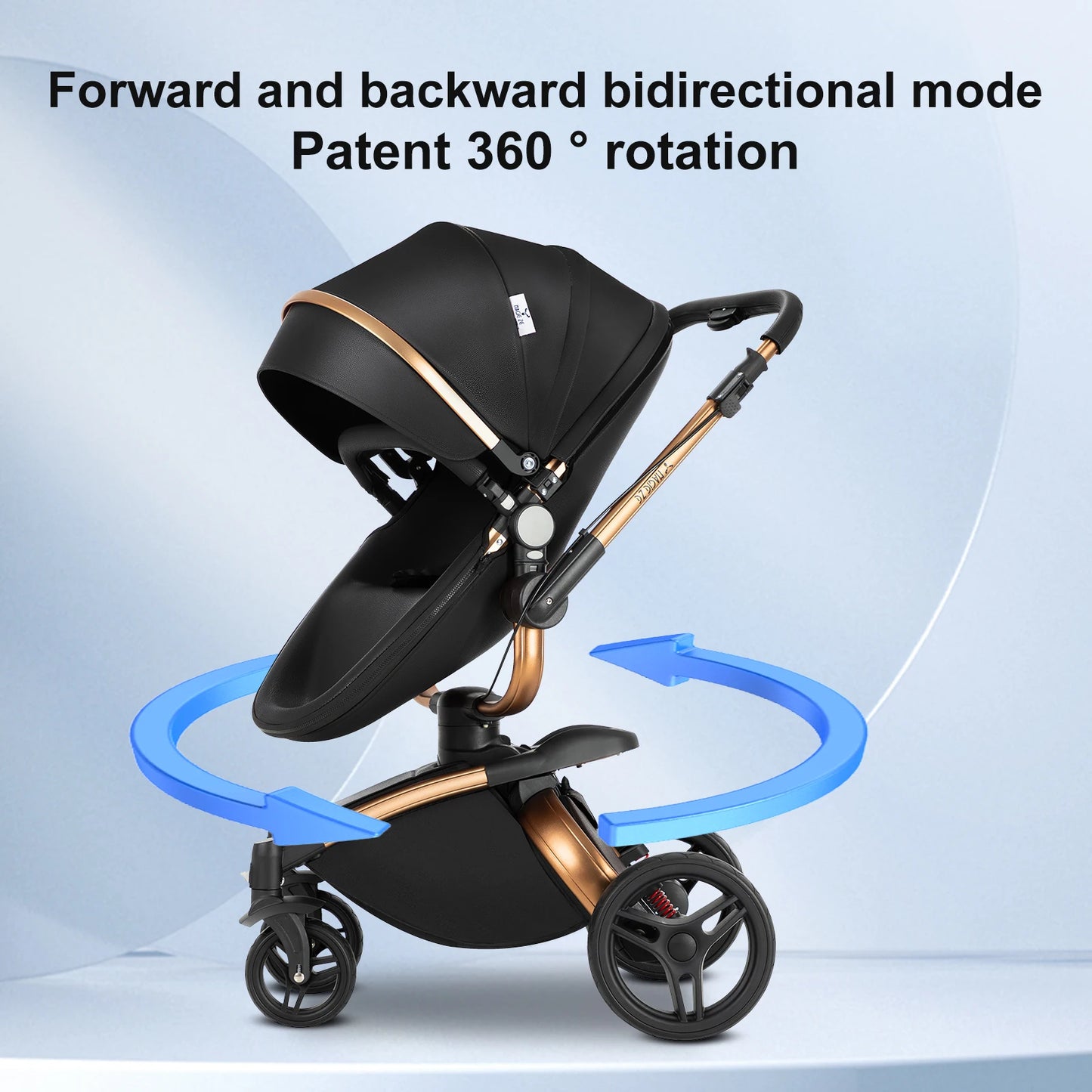360° Baby Stroller 3 IN 1 Car Seat Stroller Combo Travel System Strollers High Landscape Leather Large Storage Stroller Infant