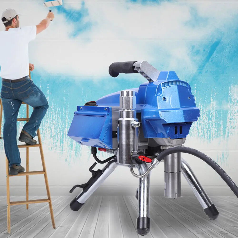 Airless Verfpistool – Spuitpistool – Verfspuit – Elektrisch Verfpistool – Airless Spray Gun – 3000W Vermogen – 3000 PSI Druk – Blauw - QUORE