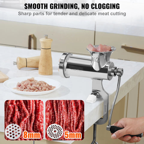 Manual Meat Grinder - Food Processor - Food Robot - Vegetable Slicer - Food Processor - Mincer - Silver