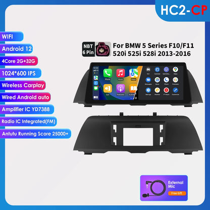 AI Intelligent Player 2din Android Car Radio Multimedia Video Player for BMW 5 Series F10 F11 F12 CIC NBT GPS Nav Carplay 4G RDS