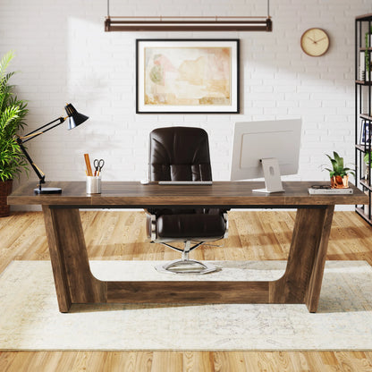 Bureautafel – Schrijftafel – Computerbureau – Werkplek – Houten Constructie – Groot Werkoppervlak – Robuust En Stevig - 180 x 80 x 75.9 cm - Bruin