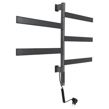 Elektrische Handdoekradiator – Handdoekdroger – Elektrische Radiator – Wandradiator – Towel Warmer – Grijs – 5 Draaibare Stangen – LED Touchscreen Met Timer