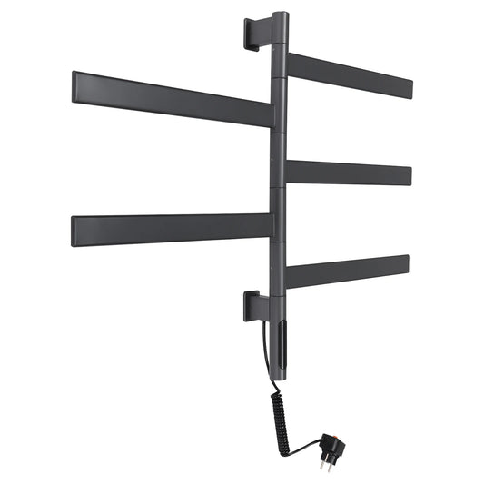 Elektrische Handdoekradiator – Handdoekdroger – Elektrische Radiator – Wandradiator – Towel Warmer – Grijs – 5 Draaibare Stangen – LED Touchscreen Met Timer