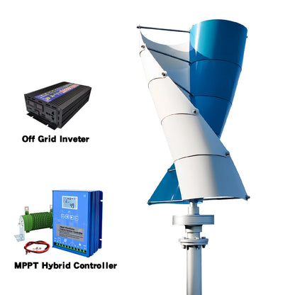 Windturbine – Verticale As Windmolen – Duurzame Generator – Energie Opwekker – 5000W Vermogen – 24V - Met Off-grid Systeem