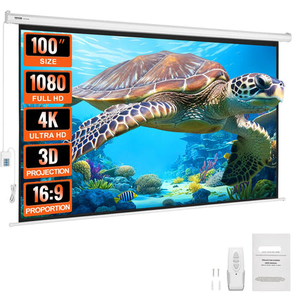 Projectieschermen - Beamer Scherm - Projector Scherm - Projectiescherm - 100Inch - Elektrisch - 16:9 4K/1080p HD - voor Wandmontage - Ideaal voor Thuisbioscoop en Kantoor