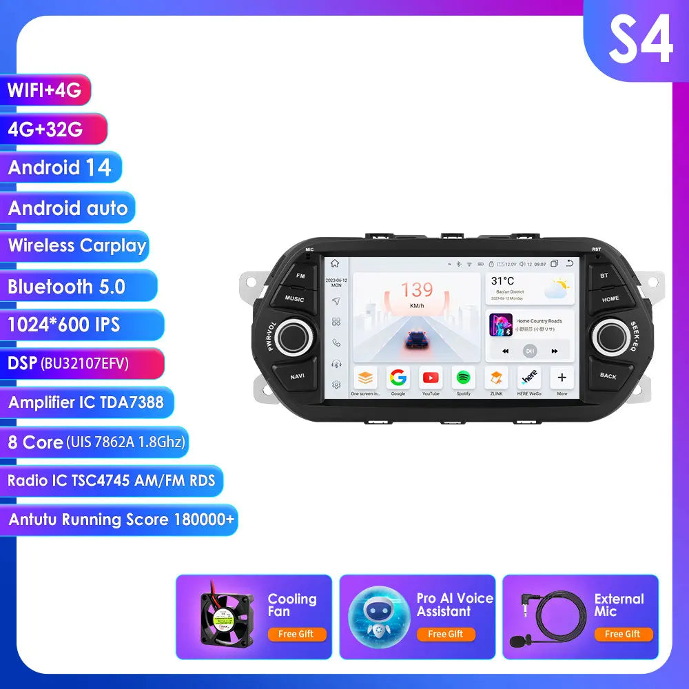 Autonieuwsysteem – Autoradio – Multimedia Systeem – Navigatiesysteem – 2DIN Scherm – 7 Inch Touchscreen – Android 13 – GPS & CarPlay Support - QUORE