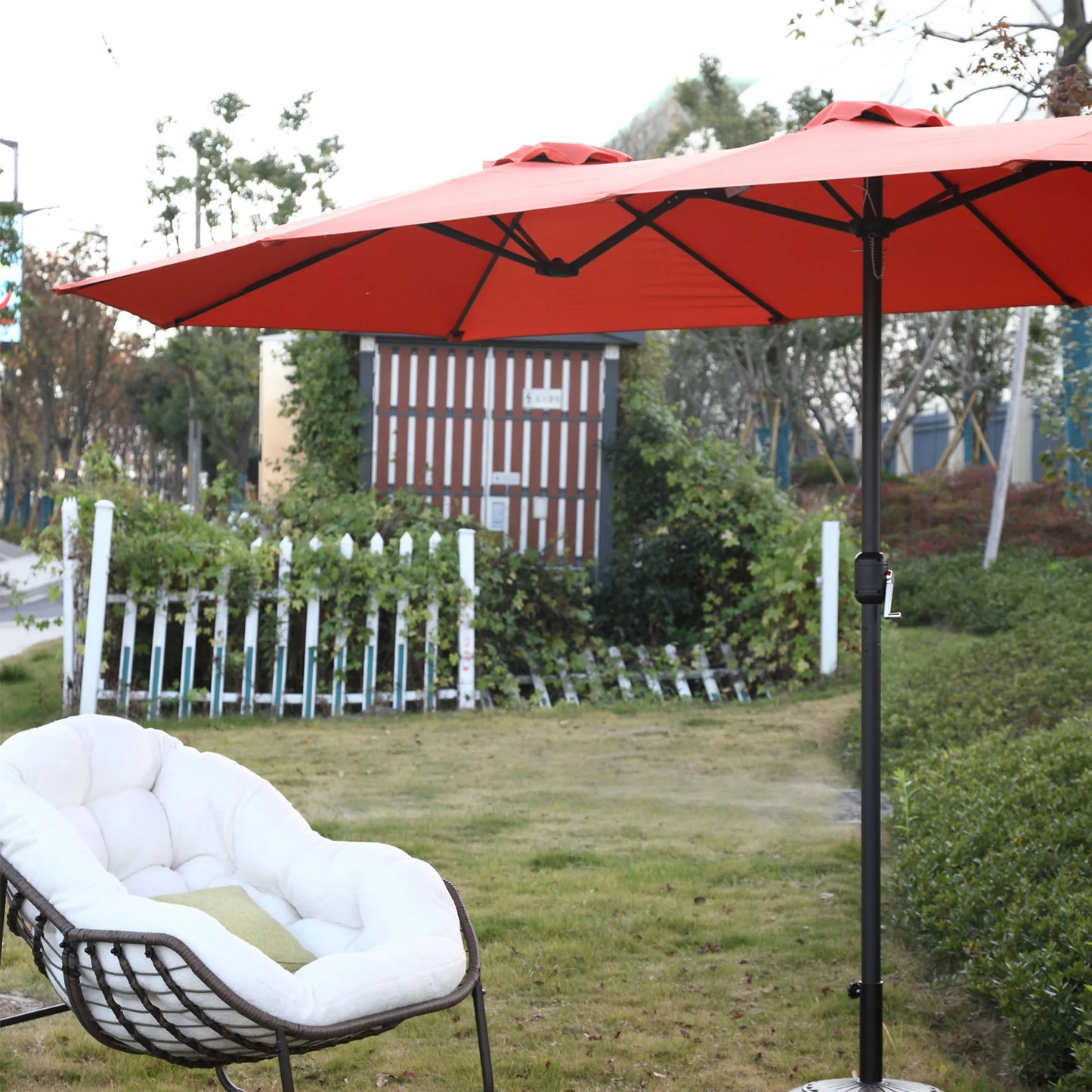 Terrasparasol – Parasol – Buitenparasol – Zonnescherm – Schaduwparasol – 4,5 Meter Breed – 12 Stalen Baleinen