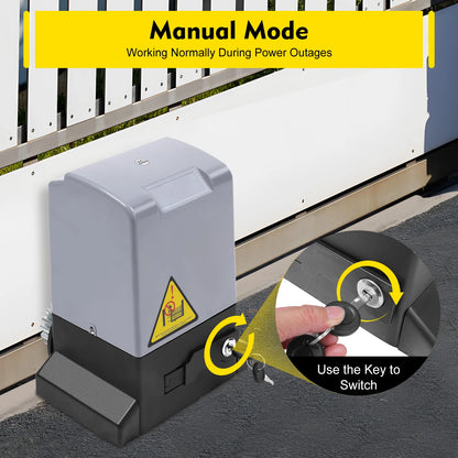 Automatische schuifpoortopener – schuifdeur opener – poortmotor – elektrische poortopener – poortbediening – Zilver – 750W Motorkracht – Geschikt voor poorten tot 1600 kg - QUORE
