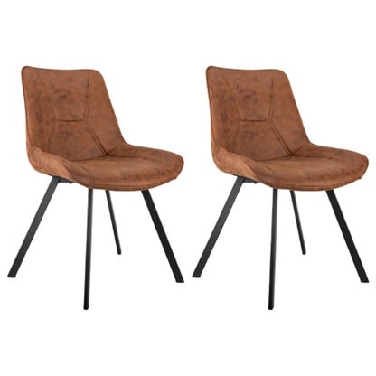 Eetkamerstoelen – Set van 2 - Stoelen – Zwarte Metalen Stoelen – Technologie-Stof – Ergonomisch – Max 120 Kg – Vuilafstotend - Bruin