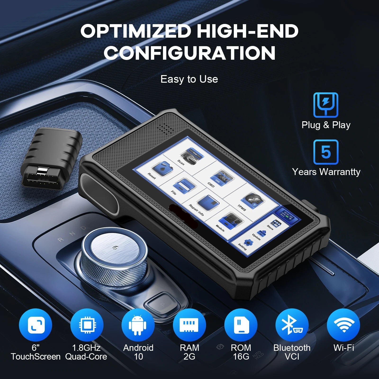 OBD2 Scanner – Autodiagnose Tool – Foutcode Reader – Auto Diagnoseapparaat – Systeemcontrole – 28 Resetfuncties – Wifi Updates - QUORE