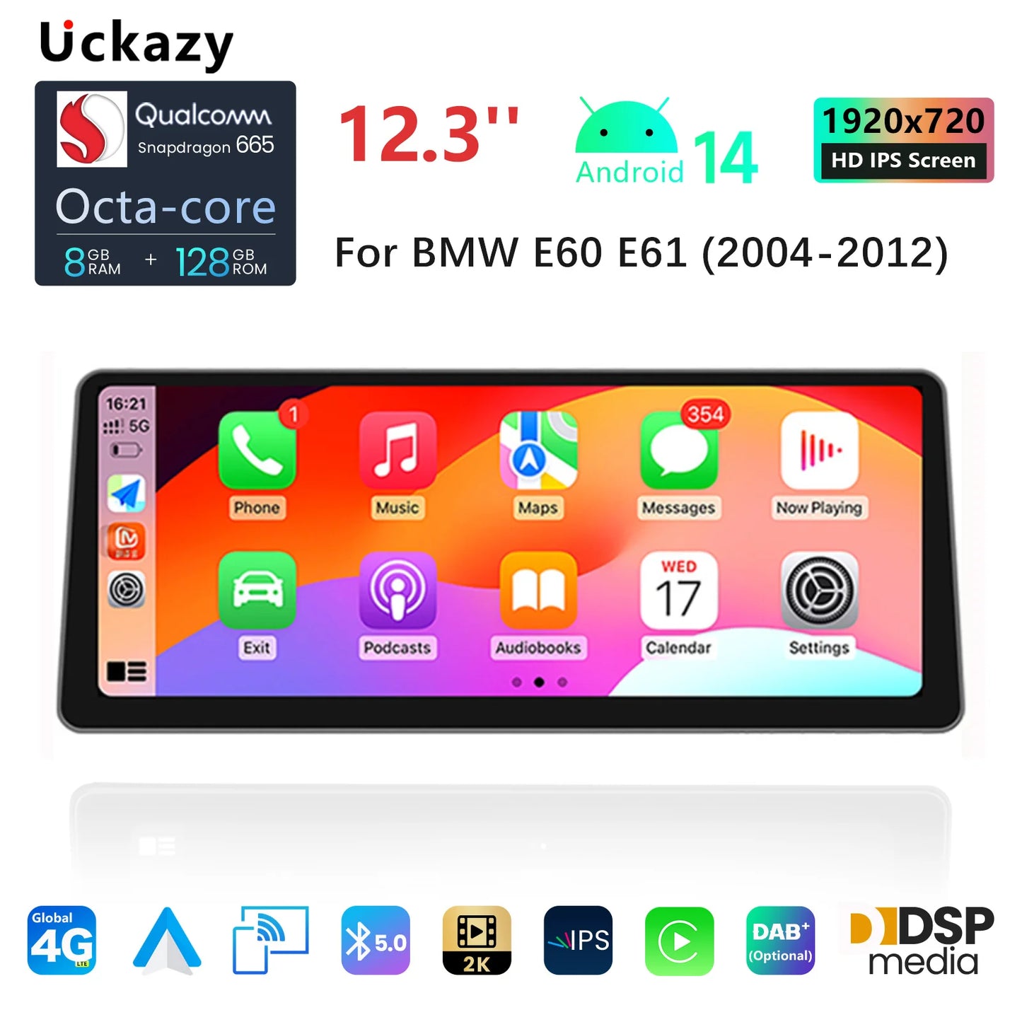 Multimedia Head Unit – Auto Audio Systeem – Touchscreen Radio – Android 14 Navigatie – Draadloze CarPlay – 10,25 Inch IPS Display – Qualcomm Snapdragon 665 Processor