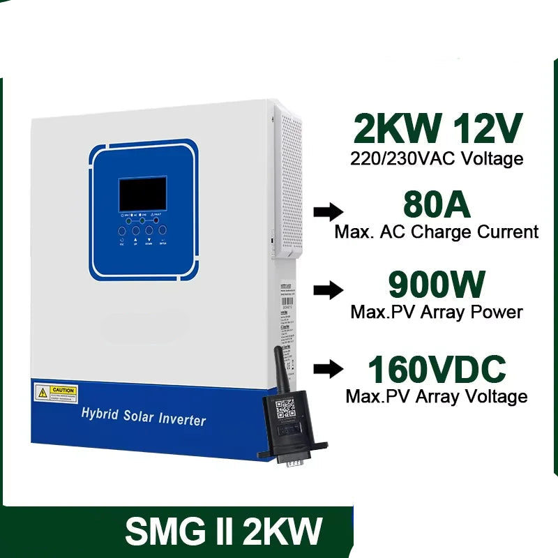 Hybride Zonne-energie Omvormer – Zonnelader – Solar Controller – Zonnepaneel Omvormer – MPPT Laadregelaar – 2 kW Vermogen – Wifi Monitoring