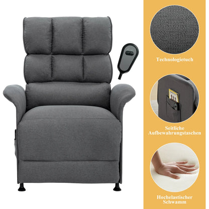 Elektrische Relaxstoel – Relaxfauteuil – Sta-op Stoel – Massagefauteuil – TV Stoel – Elektrisch Verstelbaar – Ademend Technisch Stof