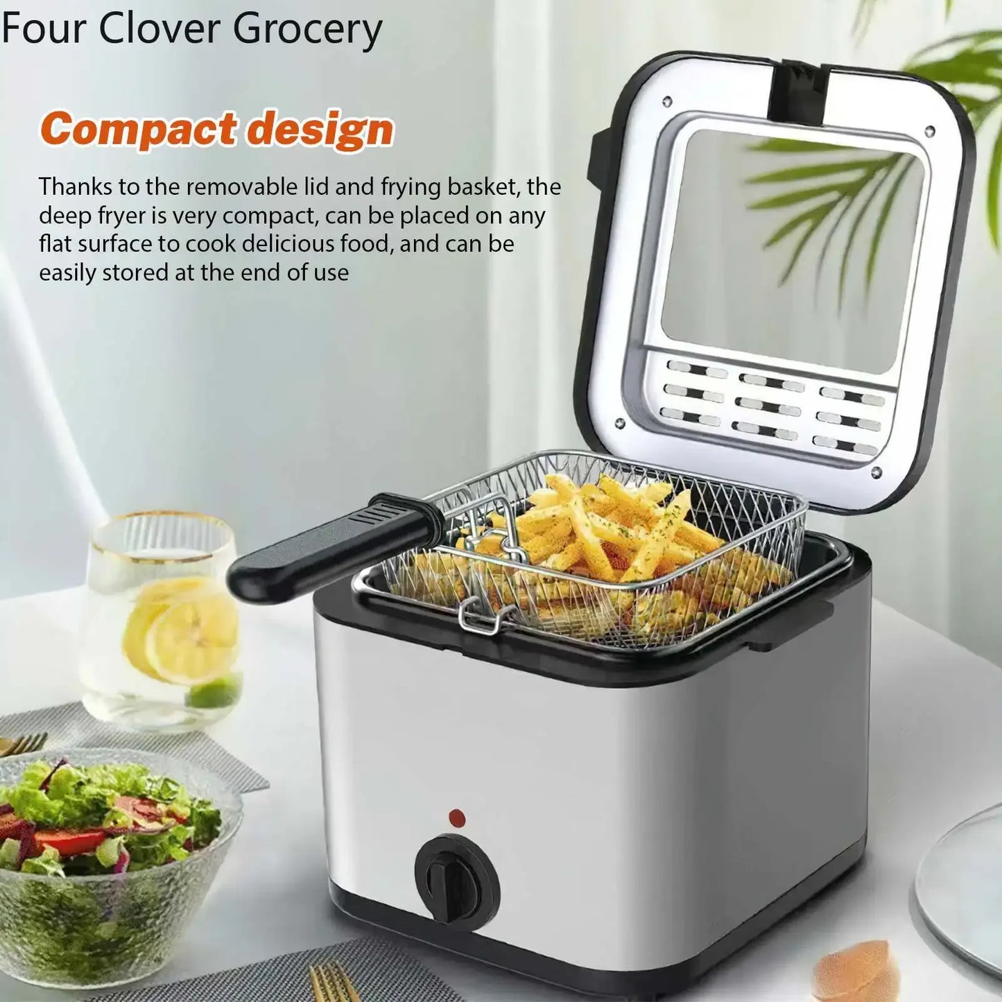 220V Electric Deep Fryer 2.5L French Frie Machine Oven Oil Hot Pot Fried Chicken Grill Adjustable Thermostat Kitchen Cooking