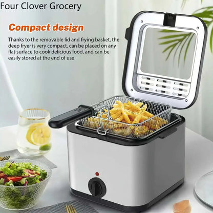 220V Electric Deep Fryer 2.5L French Frie Machine Oven Oil Hot Pot Fried Chicken Grill Adjustable Thermostat Kitchen Cooking