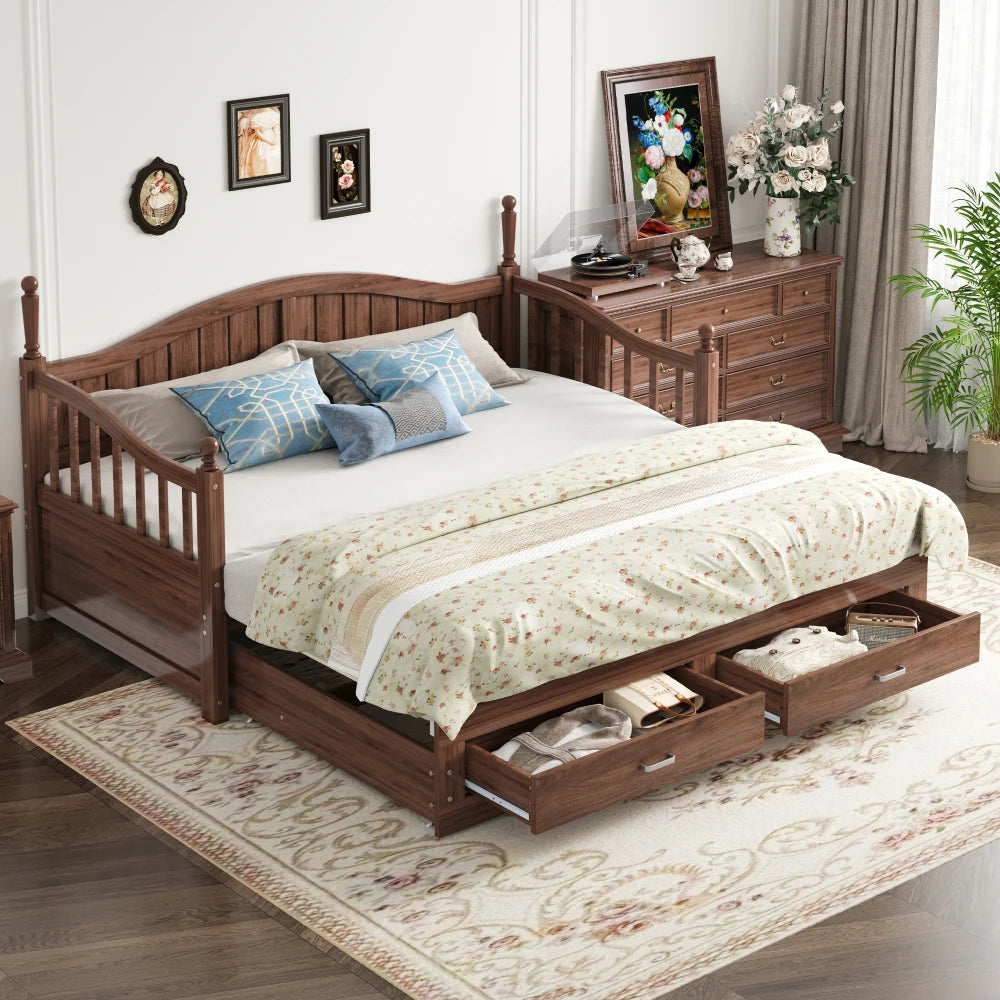 Bedbank – Slaapbank – Bankbed – Uitklapbed – Logeerbed – Massief Grenenhout – Uitschuifbaar 180x190 cm