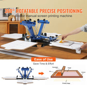 Screen printing - Screen printing machine - 360° rotatable - 54x45cm - Screen printing press - Adjustable tension - 1 color 1 station