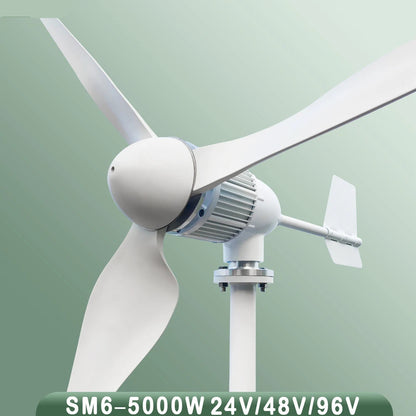 Windturbine – Windmolen – Windgenerator – Windenergie Opwekker – Stil En Efficiënt – 5 kW Vermogen – Aluminiumlegering - 48V - LCD-hybride Controller - QUORE