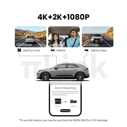 3-kanaals Dashcam – Auto Camera – Videorecorder – Beeldrecorder – 4K Recorder – Sony STARVIS Sensor – 5GHz WiFi & ADAS Veiligheidswaarschuwingen - QUORE