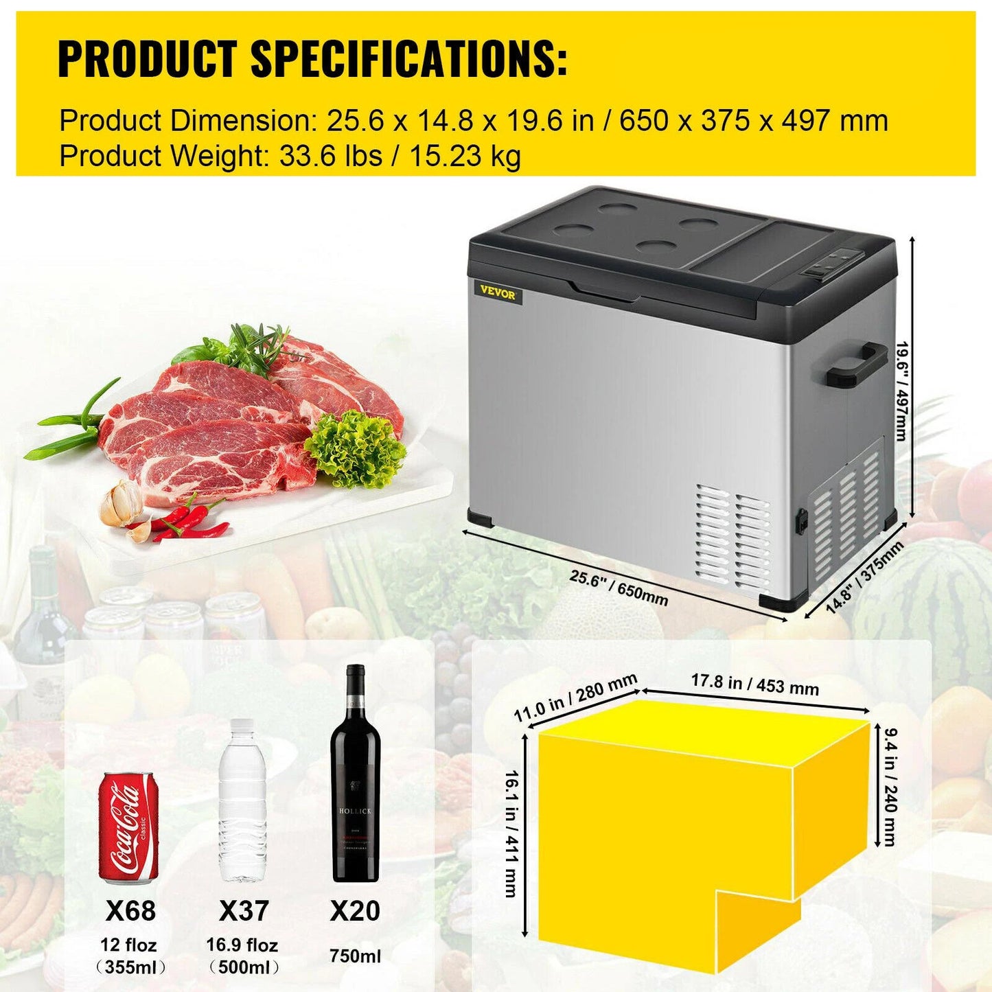 Mini Koelkast – Mobiele Koelbox – Draagbare Koelkast – Camping Koelkast – 12/24V En 110-240V – Temperatuurbereik -20°C Tot 20°C - 50L 53QT