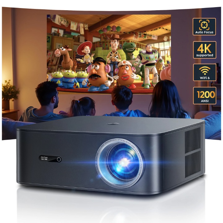 Mini Beamer - Projector - Digitale Beamer - Draagbaar - 1080P - LED - Met Autofocus - 1200 ANSI - 30000 LM - WiFi - HDMI - POWER - USB - 150W - Zwart - QUORE