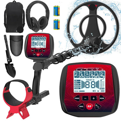 Metaaldetector - Professionele Metaaldetector - Onder Water Metaaldetector - Metaalzoekapparaat - Verstelbare Steel - IP68 Waterdichte Spoel - 6 Modi - LCD Display - 9V - 2 Accu