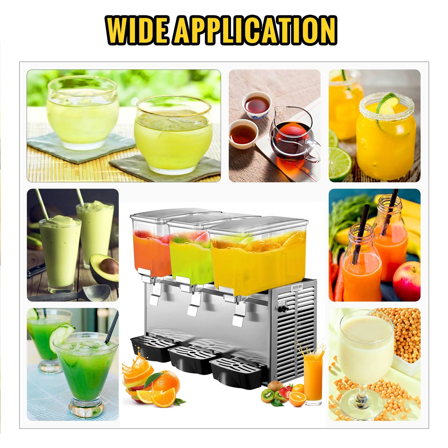 Drankendispenser – Drankenkoeler – Drankdispenser – Drankverdeler – Drankmachine – 3 Tanks Van 12 Liter – Stille Roerfunctie