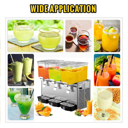 Drankendispenser – Drankenkoeler – Drankdispenser – Drankverdeler – Drankmachine – 3 Tanks Van 12 Liter – Stille Roerfunctie