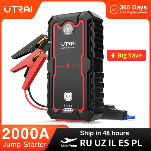UTRAI Jump Starter Power Bank 2000A /1000A Portable Car Battery Starter For 12V Car Emergency Booster Starter Starting Device - QUORE