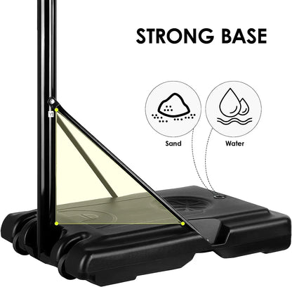 Mobiele Basketbalring – Verstelbare Basketbalring – Basketbalring Met Wielen – Basketbalhoepel – Basketbalstandaard – Verstelbare Hoogte 230-304 cm – Weerbestendig Stalen Frame - Wit - QUORE