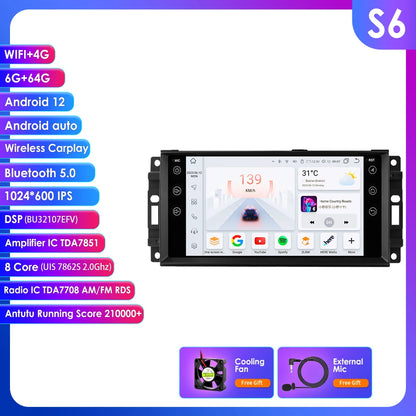 Autoradio – Auto Radio – Multimedia Speler – 7 Inch Touchscreen – Double Din – Android 13 – Draadloos CarPlay & Android Auto