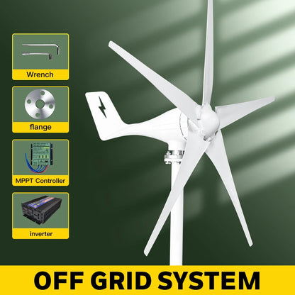 Windturbine – Windgenerator – Energie Generator – Duurzame Energie – 2000W Vermogen – Aluminium Behuizing – Laag Startvermogen - Off-grid Systeem 1 - 24V